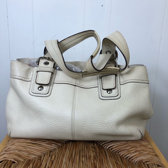 Coach Ivory Pebbled Pleated Leather Shopper Tote - Picture 5 of 11